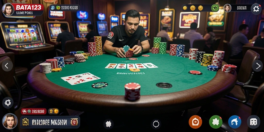 Screenshot BATA123 menampilkan gameplay Poker yang seru dan interaktif.