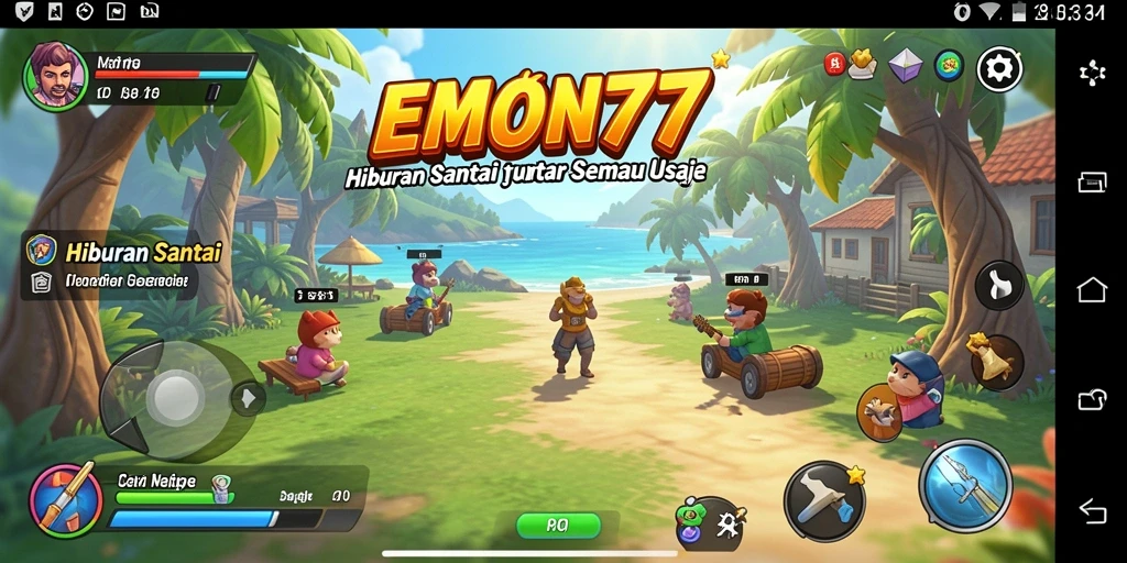 Screenshot utama EMON77 menampilkan gameplay yang seru dan interaktif.
