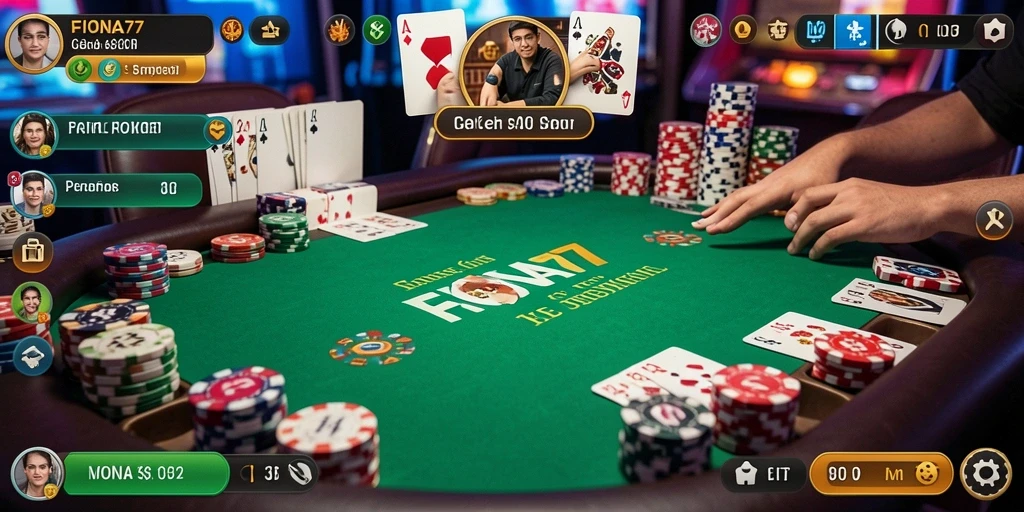 Gameplay Poker FIONA77 yang mendebarkan dan interaktif.