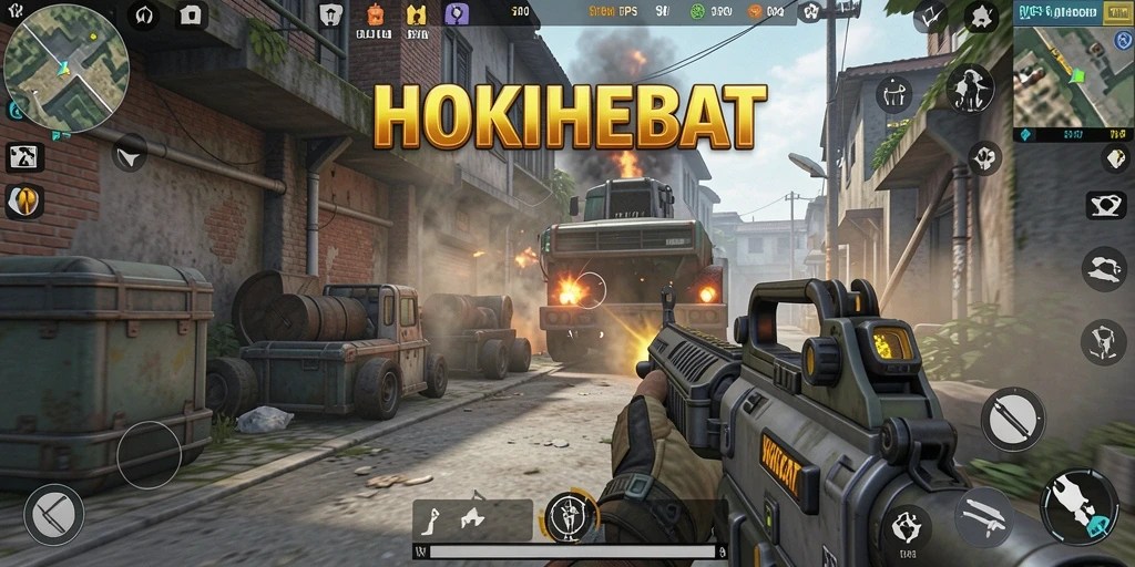 Tampilan gameplay seru HOKIHEBAT dalam aksi TPS.