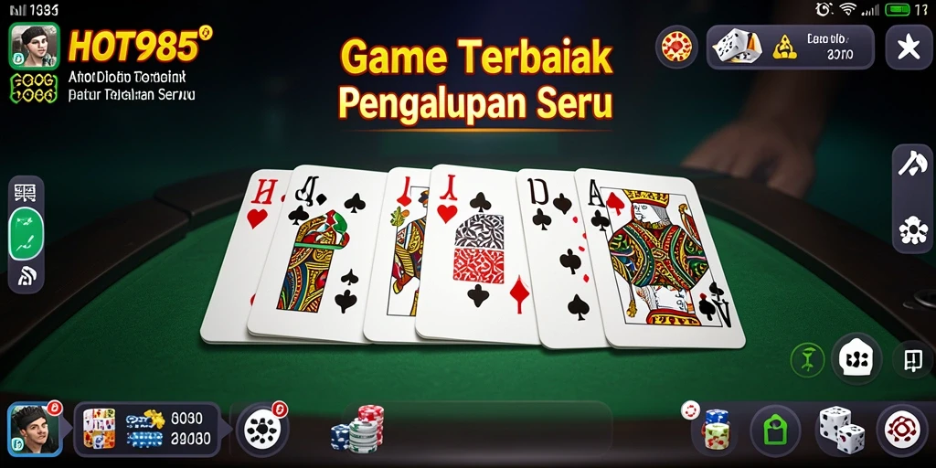 Screenshot utama HOT985 menampilkan gameplay seru dalam permainan Domino.