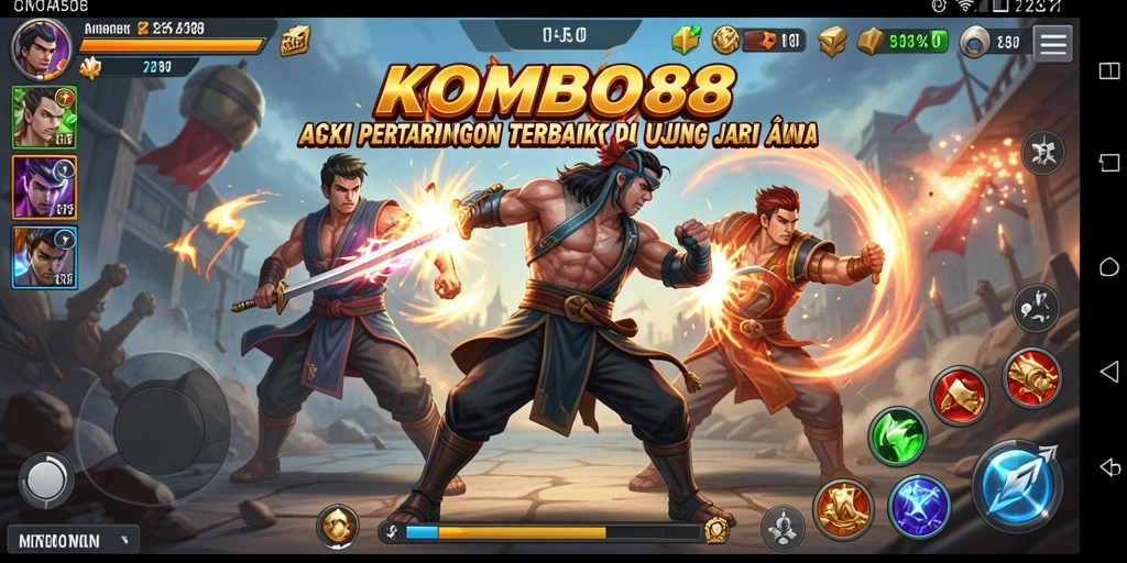 Tampilan aksi pertarungan seru dalam KOMBO88.