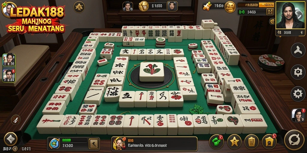 Tampilan gameplay seru LEDAK188 dengan ubin Mahjong yang menawan.