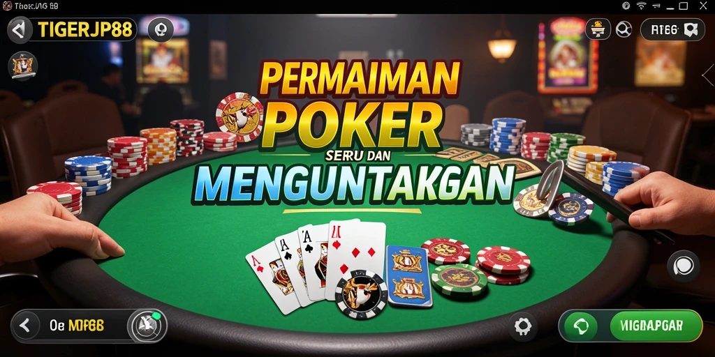 Tampilan permainan Poker yang memukau dan interaktif di TIGERJP88.